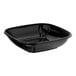 A Visions black plastic square catering bowl with a lid.