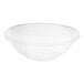 A clear plastic Visions catering bowl with a white plastic lid.