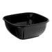 A Visions black square plastic bowl with a lid.