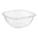 A case of clear plastic Visions square catering bowls with a lid.