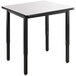 A rectangular National Public Seating utility table with a whiteboard top and black legs.