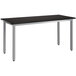 A black table with silver legs.