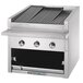 A Bakers Pride stainless steel charbroiler with two burners.