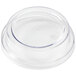 A clear plastic container with a round lid.