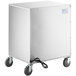 A stainless steel ServIt triple freestanding drawer warmer with wheels.
