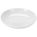 A CAC Super Bright White porcelain bowl with a curved edge.
