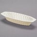 A Fineline Flairware ivory plastic serving boat with wavy lines.
