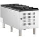 A stainless steel Cooking Performance Group stock pot range with four burners.