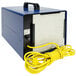 An OdorStop OS4500UV ozone generator and UV air purifier with a blue box and yellow cord.