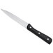 A Choice jumbo steak knife with a black handle and pointed blade.