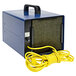 A blue OdorStop ozone generator with a yellow cord.