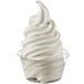 A cup of soft serve vanilla frozen yogurt with a white swirl.