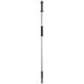 A blue aluminum mop handle with a white and black stripe.