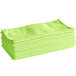 A stack of green Lavex microfiber cloths.