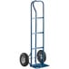 A blue Lavex hand truck with black pneumatic wheels.