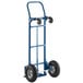 A blue Lavex 2-in-1 convertible hand truck with black wheels.