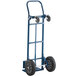 A blue Lavex hand truck with wheels.
