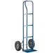 A blue Lavex hand truck with black wheels.