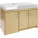 A natural birch plywood baby changing table with two drawers.