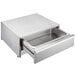 An Avantco stainless steel rectangular drawer with a lid.