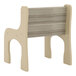 A small wooden Tot Mate Shadow Elm laminate activity chair with legs.