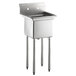 A Steelton stainless steel one compartment sink with two legs.