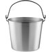A silver metal Vollrath stainless steel utility bucket with a handle.