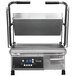 A Proluxe Vantage CS Compact Clamshell Sandwich Grill with a digital display and an open lid.