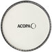 A white drum with the words "Acopa 10 oz. Round Glossy Black Fluted Stoneware Souffle / Creme Brulee Dish" in black text.
