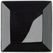 A glossy black square Acopa stoneware plate.