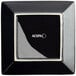 An Acopa glossy black square stoneware plate.