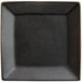 A black square Acopa stoneware plate with a dark gray rim.