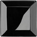 An Acopa glossy black square stoneware plate with a white border.