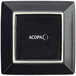 An Acopa glossy black square stoneware plate with white trim.