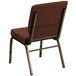 A Flash Furniture brown patterned church chair with a gold vein metal frame.