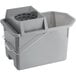 A Rubbermaid gray pail with a handle.
