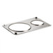 A ServIt stainless steel steam table adapter plate with two round holes.