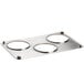 A stainless steel Vigor steam table adapter plate with 4 holes.