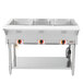 An APW Wyott stainless steel stationary steam table with three sealed wells on a counter.