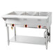 An APW Wyott stainless steel stationary steam table with three sealed wells.