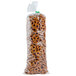 A LK Packaging plastic food bag filled with pretzels.