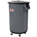 A grey plastic lid for a Suncast 55 gallon trash can.