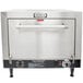 A stainless steel Nemco countertop pizza oven with a door open.