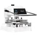 A white and black Proluxe Endurance X1 pizza dough press with a black handle.