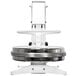 A white and silver Proluxe Flex X2 manual dough press with a round metal base.