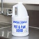 A white jug of Advantage Chemicals pot and pan liquid detergent with blue text.