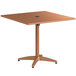 A brown powder-coated aluminum table with a square top.