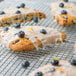 A piece of Rich's blueberry scone dough with blueberries.