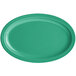 A green oval platter with a white background.