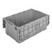 A Lavex gray plastic storage box with a lid.